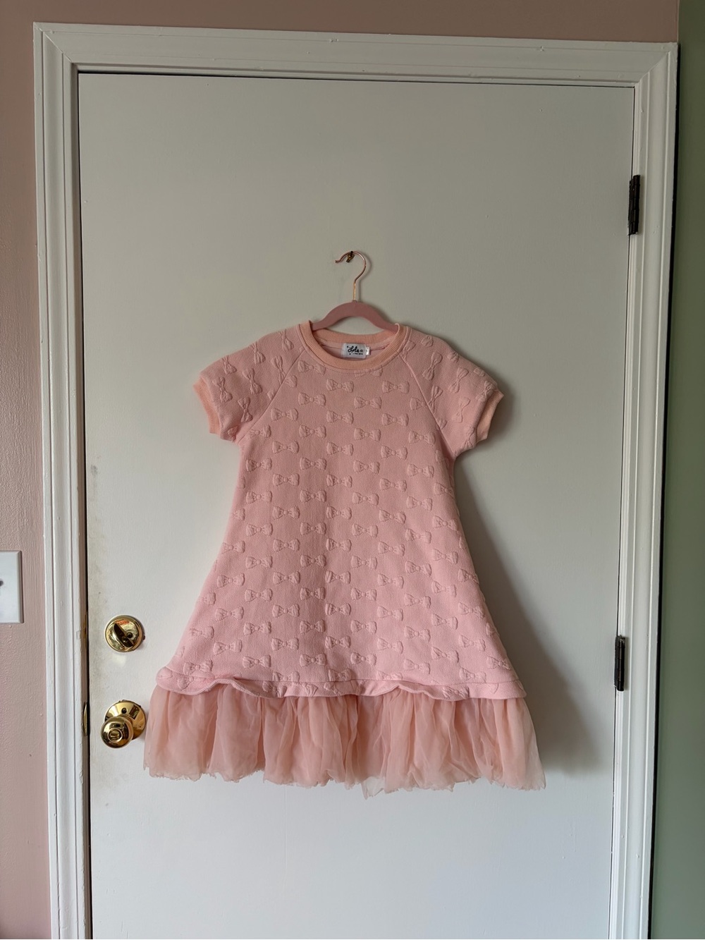 Lola & The Boys Pretty 3D Bow Print Tulle T-Shirt Dress